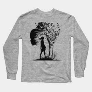 Woman Under The Tree Of Life,Indie Art Long Sleeve T-Shirt